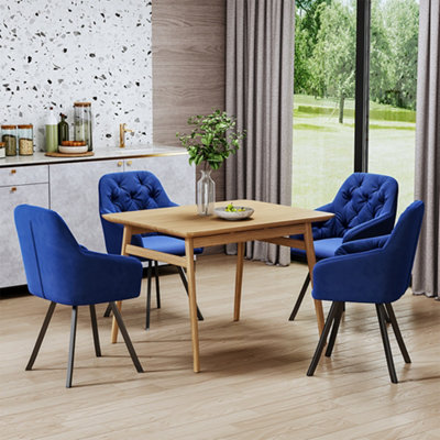 Blue upholstered dining store room chairs