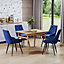 Dining Chair Set of 4 Blue Velvet Upholstered Dining Chairs with Metal Legs
