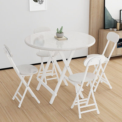 Dining Chair Set of 4 Compact White Wooden Folding Dining Chairs with ...