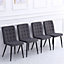 Dining Chair Set of 4 Dark Grey Frosted Velvet Dining Chairs Kitchen Accent Chair with Metal Legs