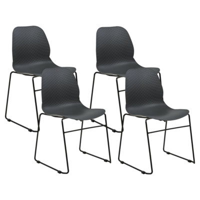 Dining Chair Set of 4 Dark Grey PANORA