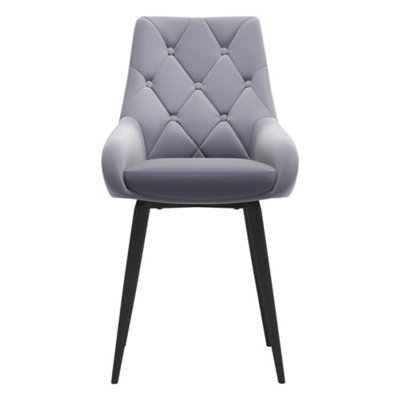 Dining Chair Set of 4 Grey Velvet Upholstered Dining Chairs with Metal Legs