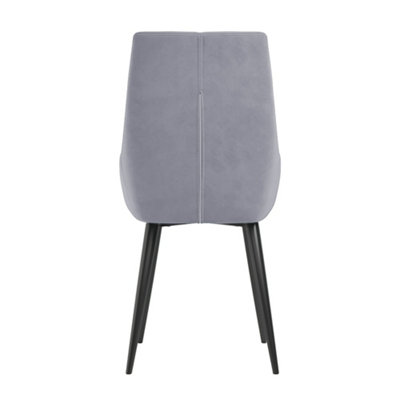 Dining Chair Set of 4 Grey Velvet Upholstered Dining Chairs with Metal Legs