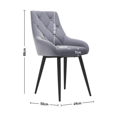 Dining Chair Set of 4 Grey Velvet Upholstered Dining Chairs with Metal Legs