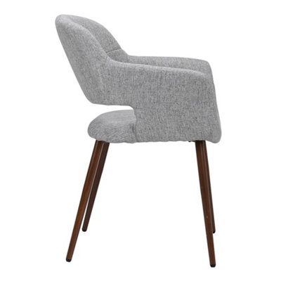 Dining Chair Set of 4 Light Grey Linen Dining Chair Armchair with Metal Legs