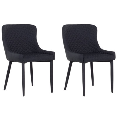 Dining Chair SOLANO Set of 2 Fabric Black