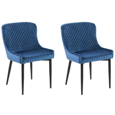 Dining Chair SOLANO Set of 2 Velvet Navy Blue