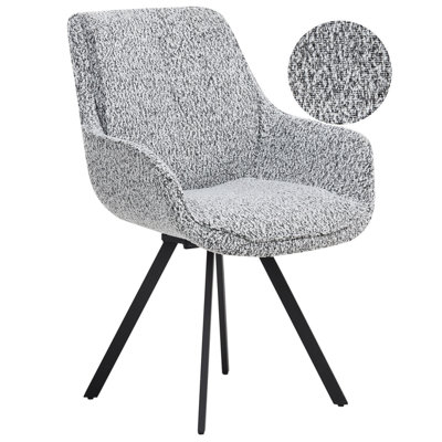 Dining Chair Swivel MARCELLUS Boucle Black/ White