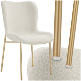 Dining Chair Tessa - padded, Bouclé fabric, ergonomic design, high backrest - white