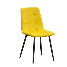 Dining Chair - Tufted Fabric/Metal - L52 x W44 x H86 cm - Yellow/Black