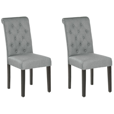 Dining Chair VELVA Set of 2 Fabric Grey