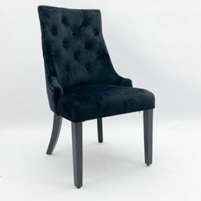 Dining Chair - Velvet - L66 x W56 x H91 cm - Black