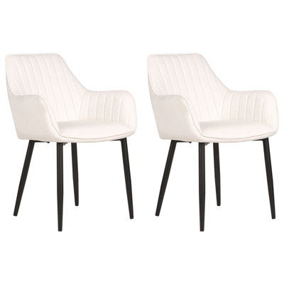 Dining Chair WELLSTON Set of 2 Velvet Off-White