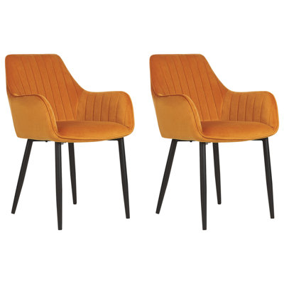 Dining Chair WELLSTON Set of 2 Velvet Orange