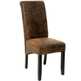 Dining chair with ergonomic seat shape - antique brown