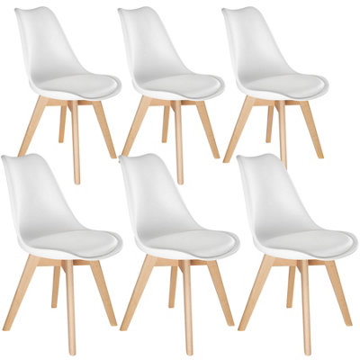 Dining Chairs Frederikke Set of 6 - padded, ergonomic shape - white