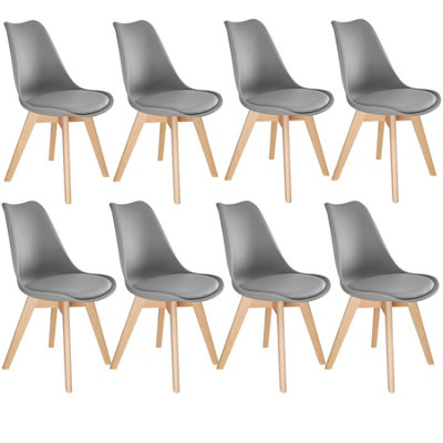 Dining Chairs Frederikke Set of 8 - padded, ergonomic shape - grey