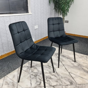Dining Chairs Set Of 2 Black Tufted Chairs Velvet Chairs Seats Kosy Koala
