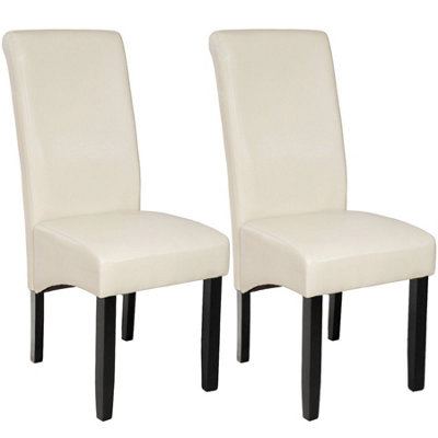 Dining Chairs Set of 2 - ergonomic seat shape, high backrest, padded - cream