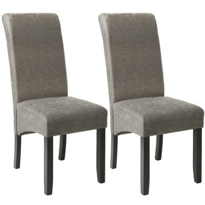 Dining Chairs Set of 2 - ergonomic seat shape, high backrest, padded - gray marbled