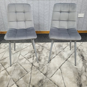 Dining Chairs Set Of 2 Grey Tufted Chairs Velvet Chairs Seats