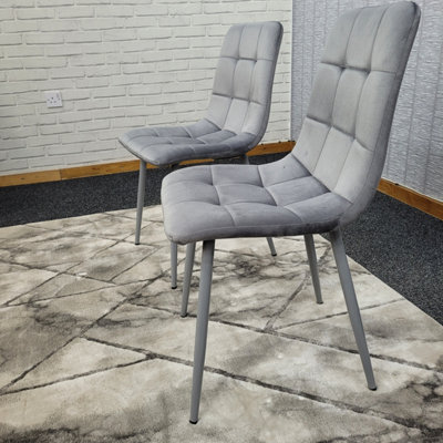 Dining Chairs Set Of 2 Grey Tufted Chairs Velvet Chairs Seats