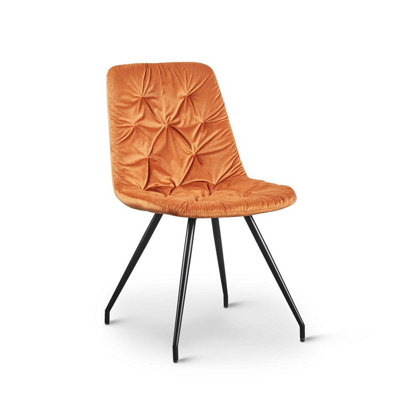 Dining Chairs Set of 2 in Orange Velvet