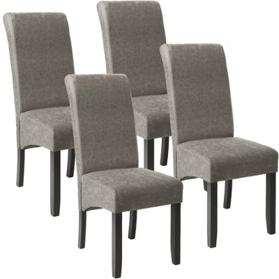 Dining Chairs Set of 4 - ergonomic, high backrest, padded faux leather - gray marbled