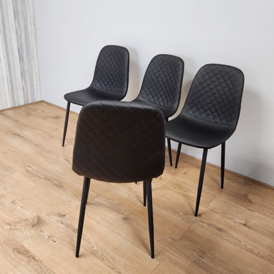 Black leather dining room chairs set shop of 4