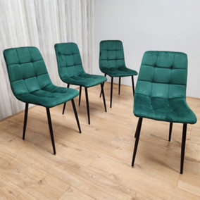Dining Chairs Set Of 4 Green Tufted Chairs Velvet Chairs, Soft Padded Seat Living Room Chairs , Kitchen Chairs, Dining Room
