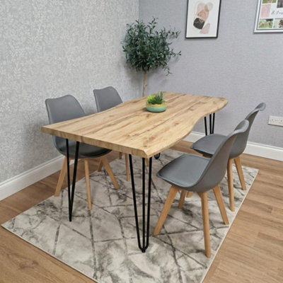 Dining Chairs Set Of 4 Grey Kitchen Tulip Chairs Wooden Legs Padded ...