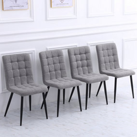 Dining Chairs Set of 4 Kitchen Chairs Upholstered Tufted Dining Room Chairs with Metal Legs for Dining Room Dark Grey