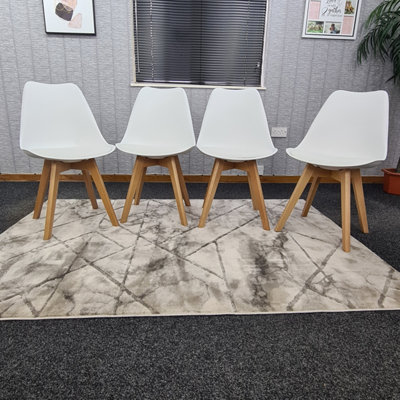Dining Chairs Set Of 4 White Kitchen Tulip Chairs Wooden Legs Padded ...