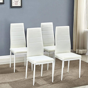 Dining Chairs Set of 4 White Leather Kitchen Chairs