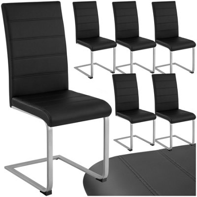 Dining Chairs Set of 6 - cantilevered, padded, high backrest, flat ...