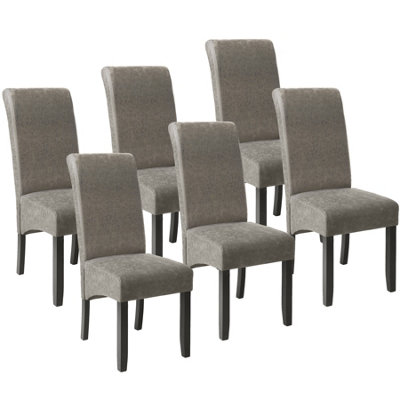 Dining Chairs Set of 6 - ergonomic, high backrest, padded faux leather - gray marbled