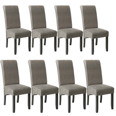 Dining Chairs Set of 8 - ergonomic, high backrest, padded faux leather - gray marbled