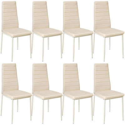 Dining Chairs Set of 8 - padded, faux leather, high backrest - beige