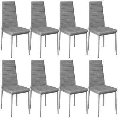 Dining Chairs Set of 8 - padded, faux leather, high backrest - grey