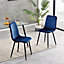 Dining Chairs Velvet Fabric Lexi Set of 2 Blue by MCC