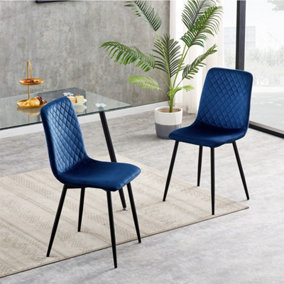 Dining Chairs Velvet Fabric Lexi Set of 2 Blue by MCC