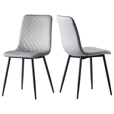 Dining Chairs Velvet Fabric Lexi Set of 2 Grey by MCC