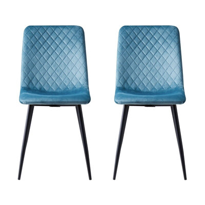 Dining Chairs Velvet Fabric Lexi Set of 2 Light Blue by MCC