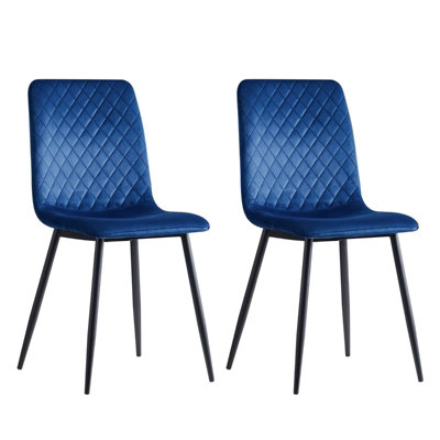 Dining Chairs Velvet Fabric Lexi Set of 4 Blue by MCC