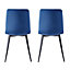 Dining Chairs Velvet Fabric Lexi Set of 4 Blue by MCC