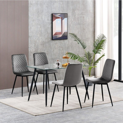 Dining Chairs Velvet Fabric Lexi Set of 4 Grey by MCC