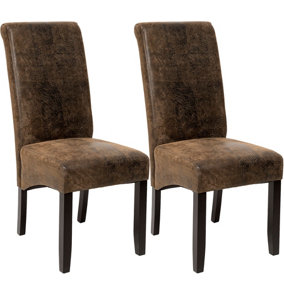 Dining chairs with ergonomic seat shape - antique brown