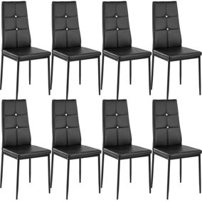 Dining Chairs with Rhinestone, Set of 8 - black