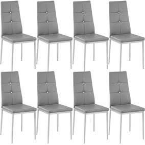 Dining Chairs with Rhinestone, Set of 8 - grey