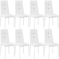 Dining Chairs with Rhinestone, Set of 8 - white